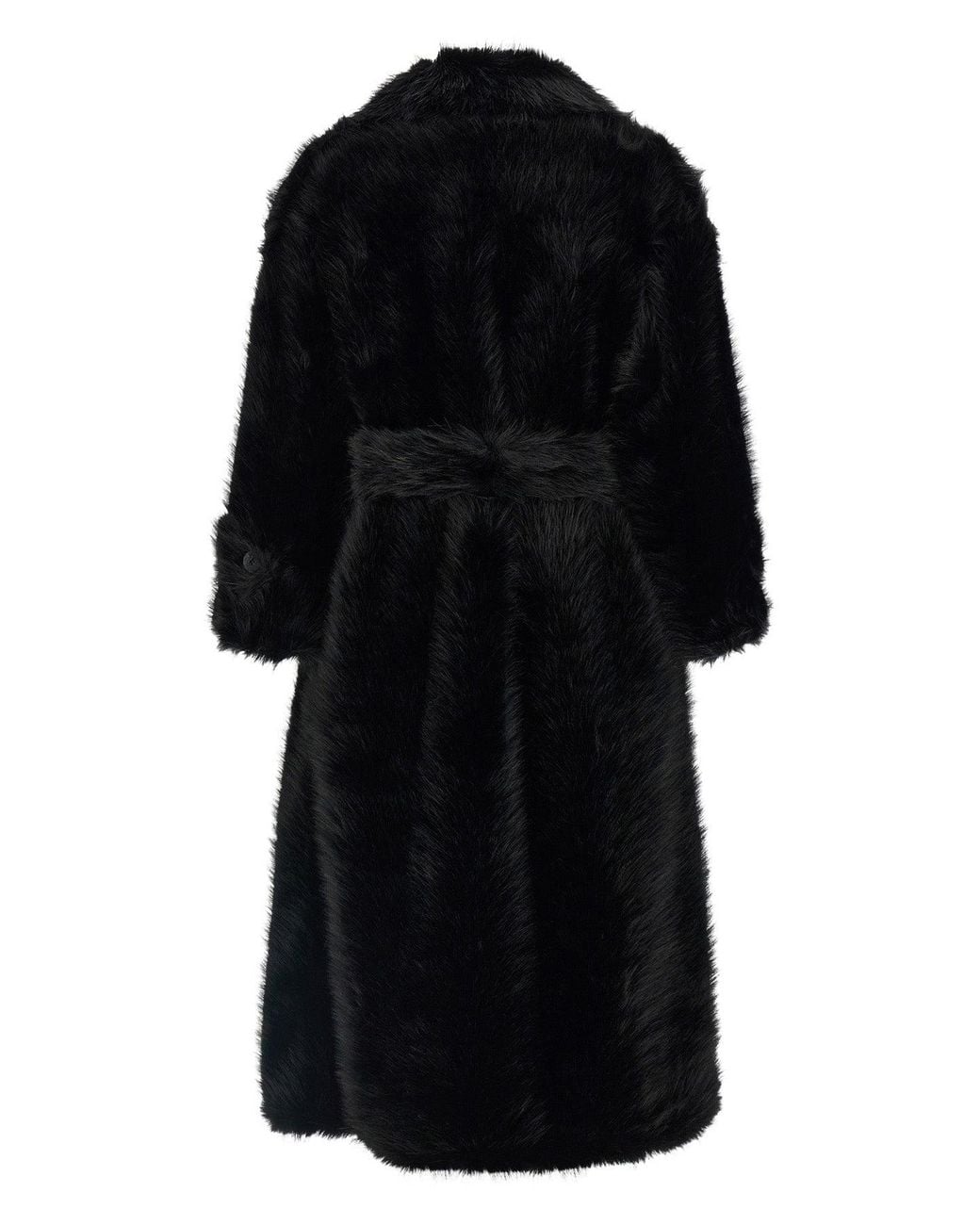 BB COUTURE Black Belted Faux Fur Coat