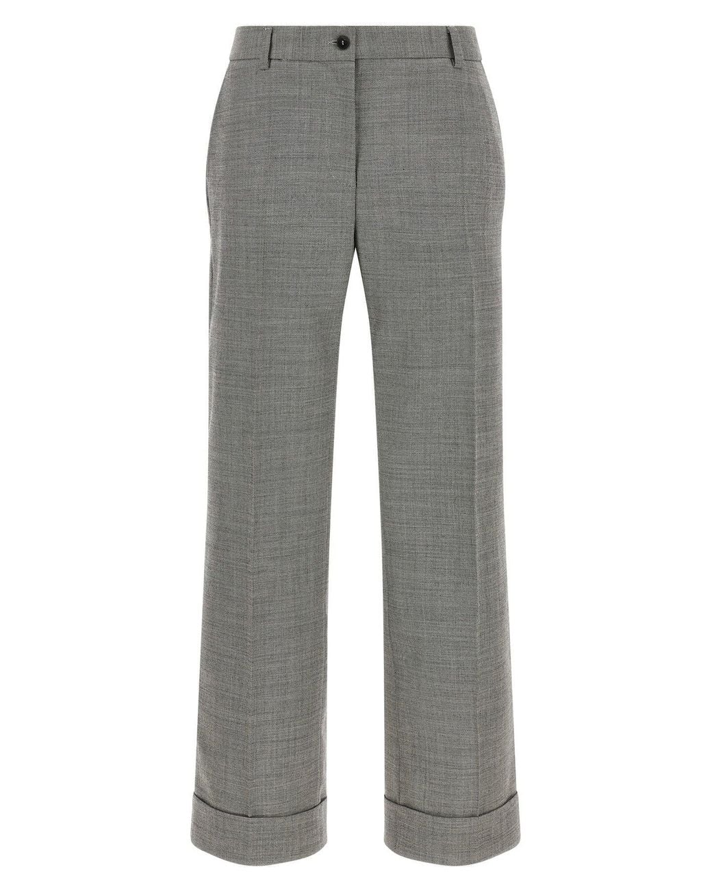 Alberto Biani Gray Trousers With Cuffed Hem