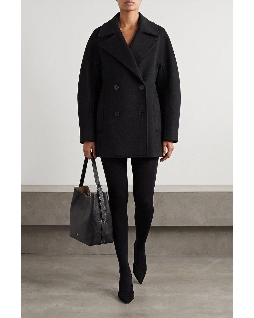 Totême Black Medium Belted Tote Shoulder Bag