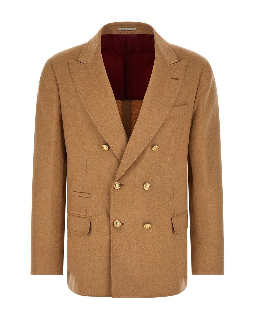 Brunello Cucinelli Brown Double-Breasted Blazer for men