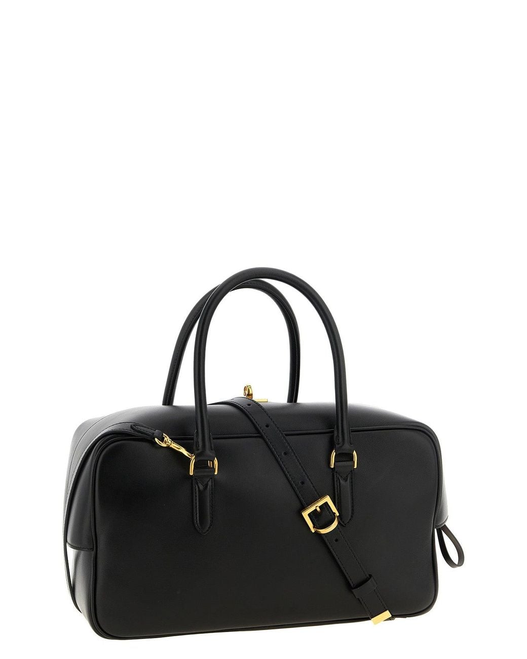 Balenciaga Black Medium 'Le 7 Bowling' Handbag