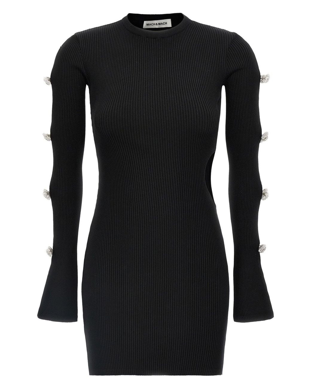 Mach & Mach Black 'Cut-Out Crystal Bow' Dress