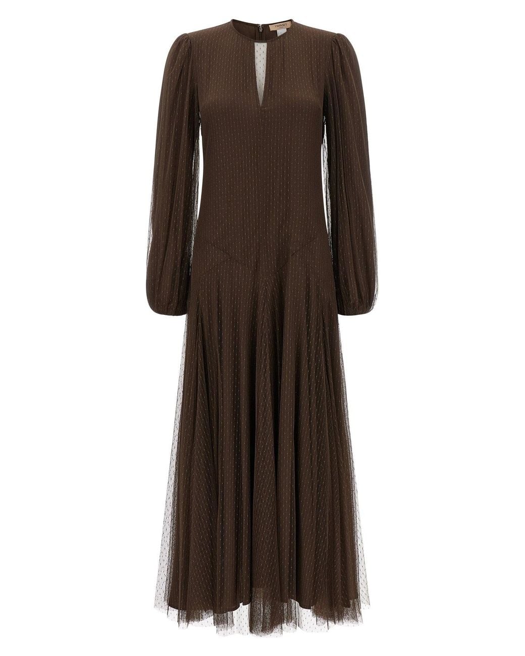 Twinset Brown Tulle Plumetis Dress