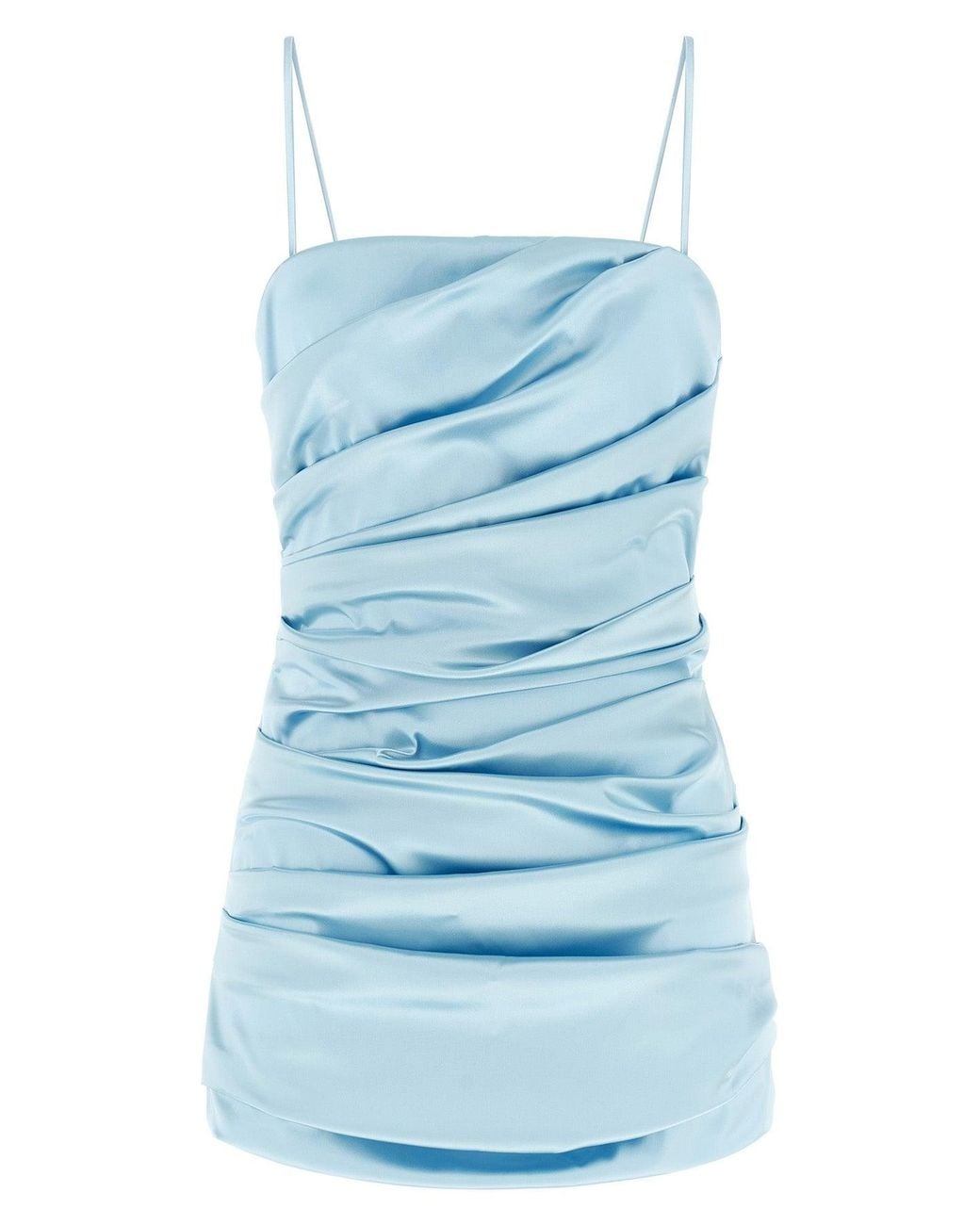 Dolce & Gabbana Blue Ruched Satin Mini Dress