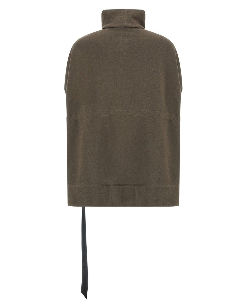 Rick Owens Green Sweatshirt With Asymmetrical Zip