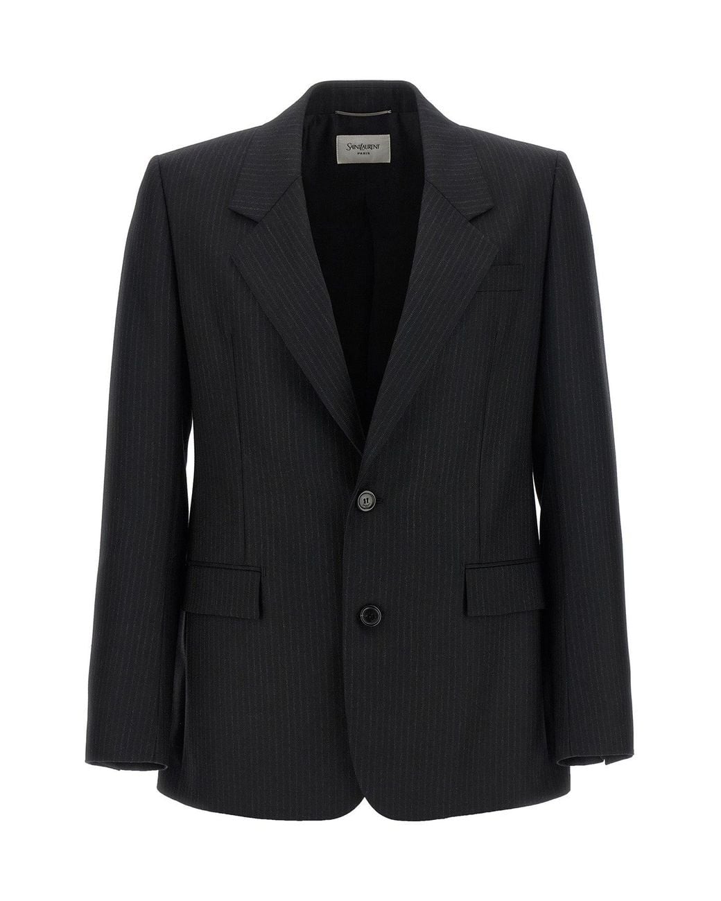 Saint Laurent Black Single-Breasted Pinstripe Blazer for men