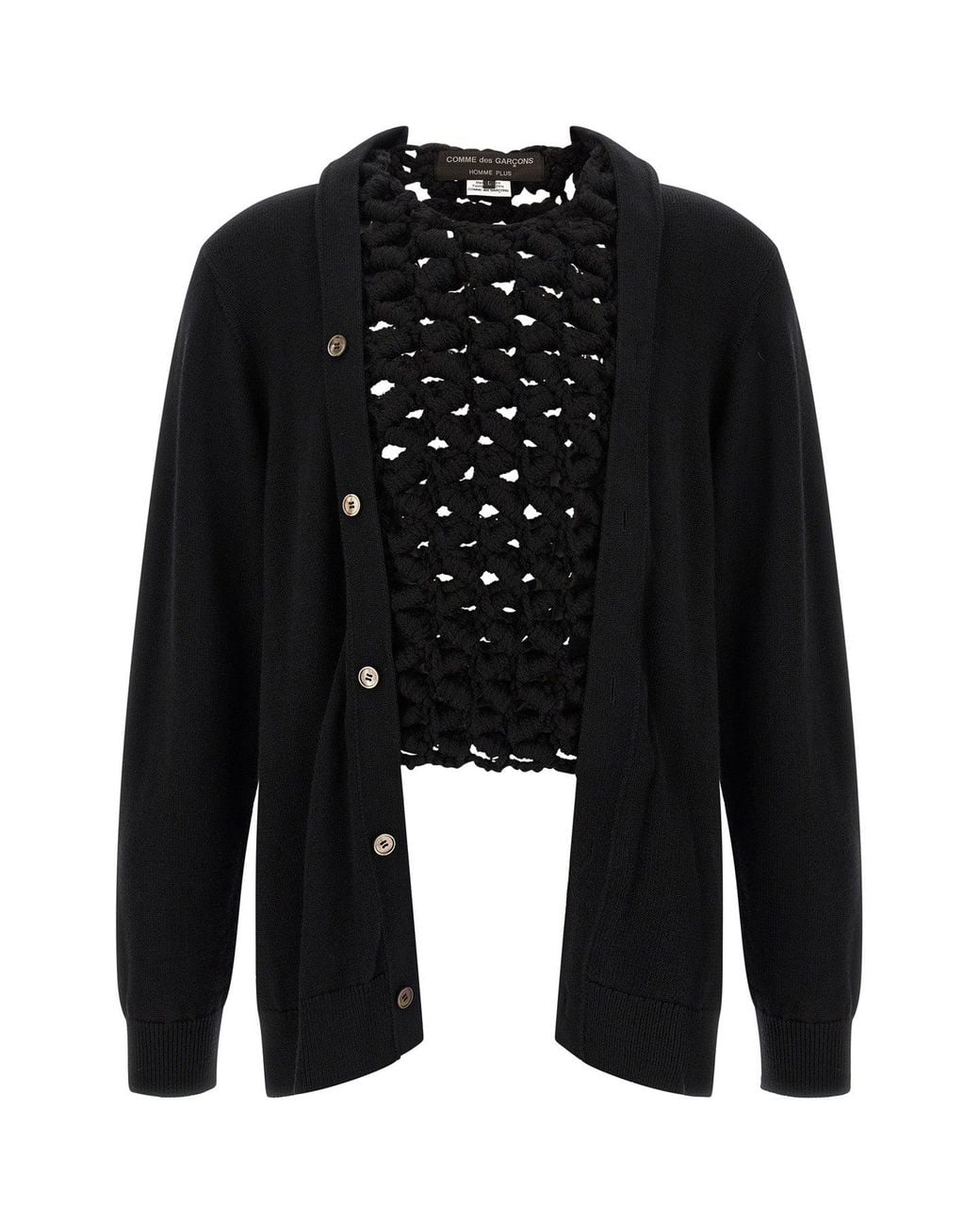 Comme des Garçons Black Cardigan With Open-Knit Panel for men