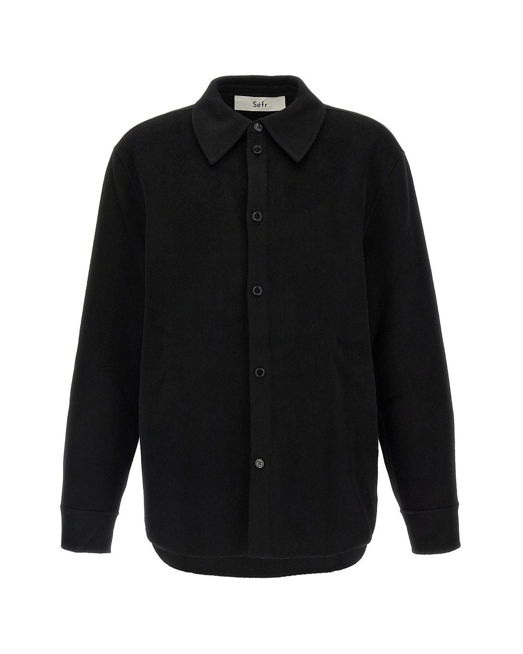 Séfr Black Lenny Shirt Wool Cashmere Relaxed Fit for men