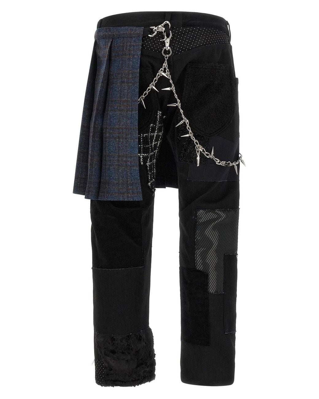 Junya Watanabe Blue Patchwork Jeans With Kilt Overlay for men