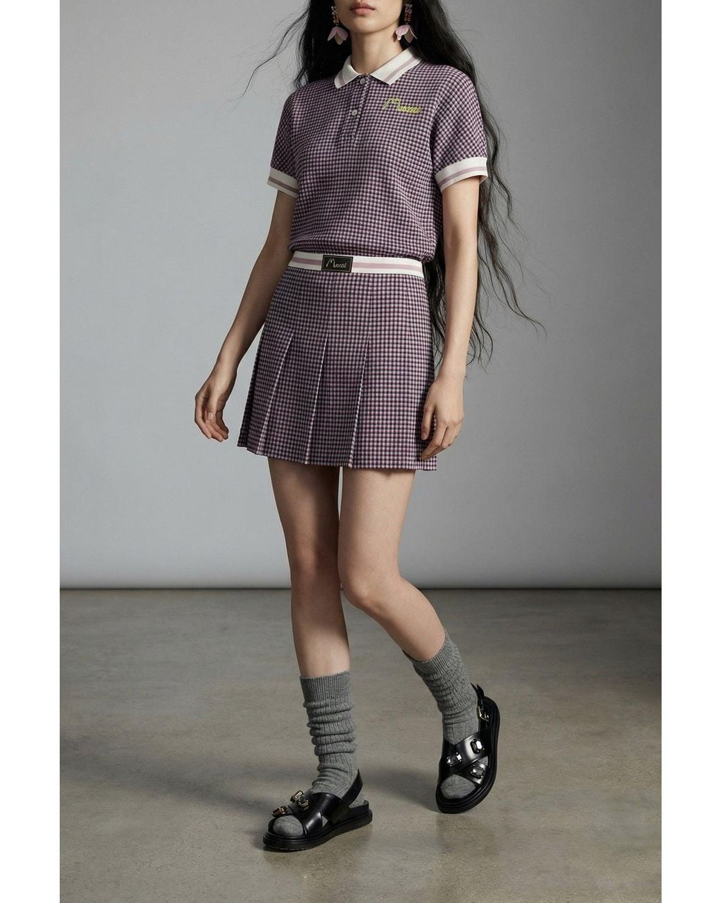 Marni Purple Knit Polo With Embroidered Logo
