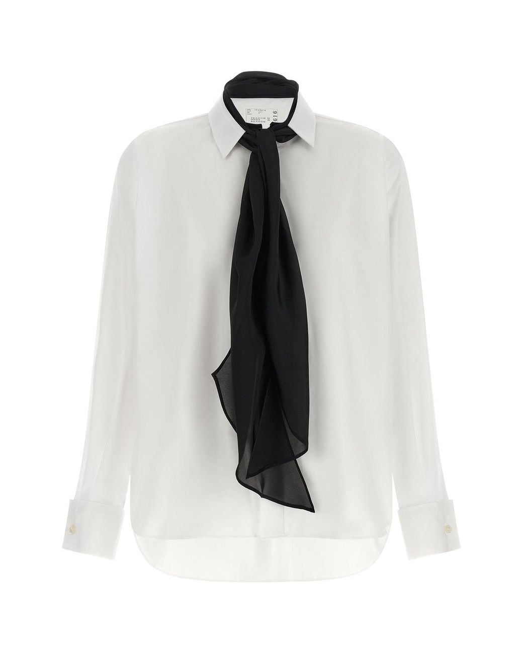 Sacai White Poplin Shirt With Integrated Scarf