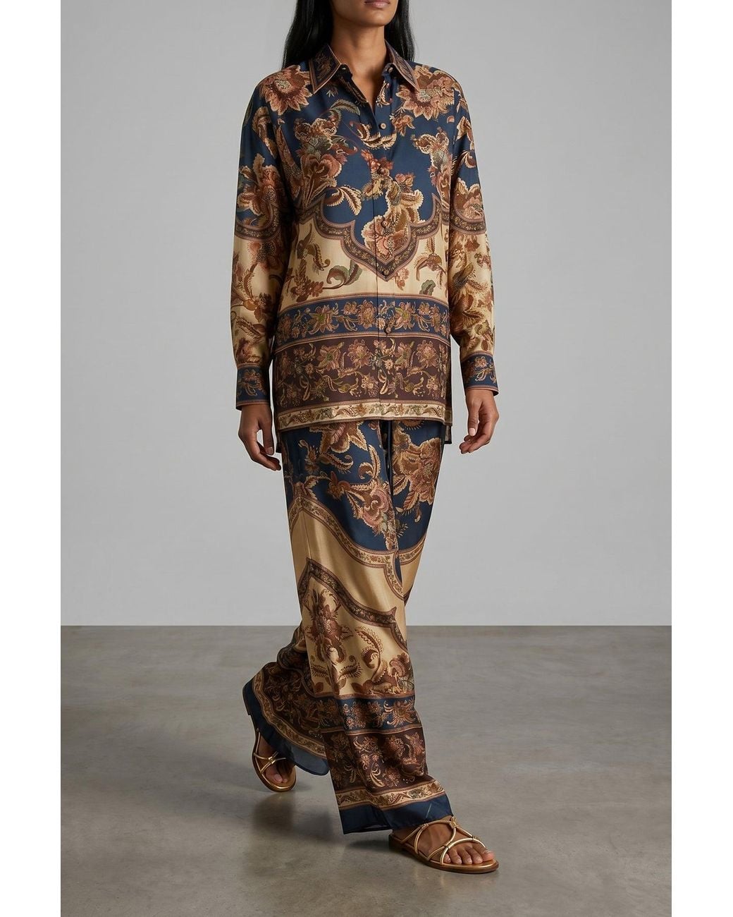Zimmermann Multicolor Printed Silk Wide-Leg Pants