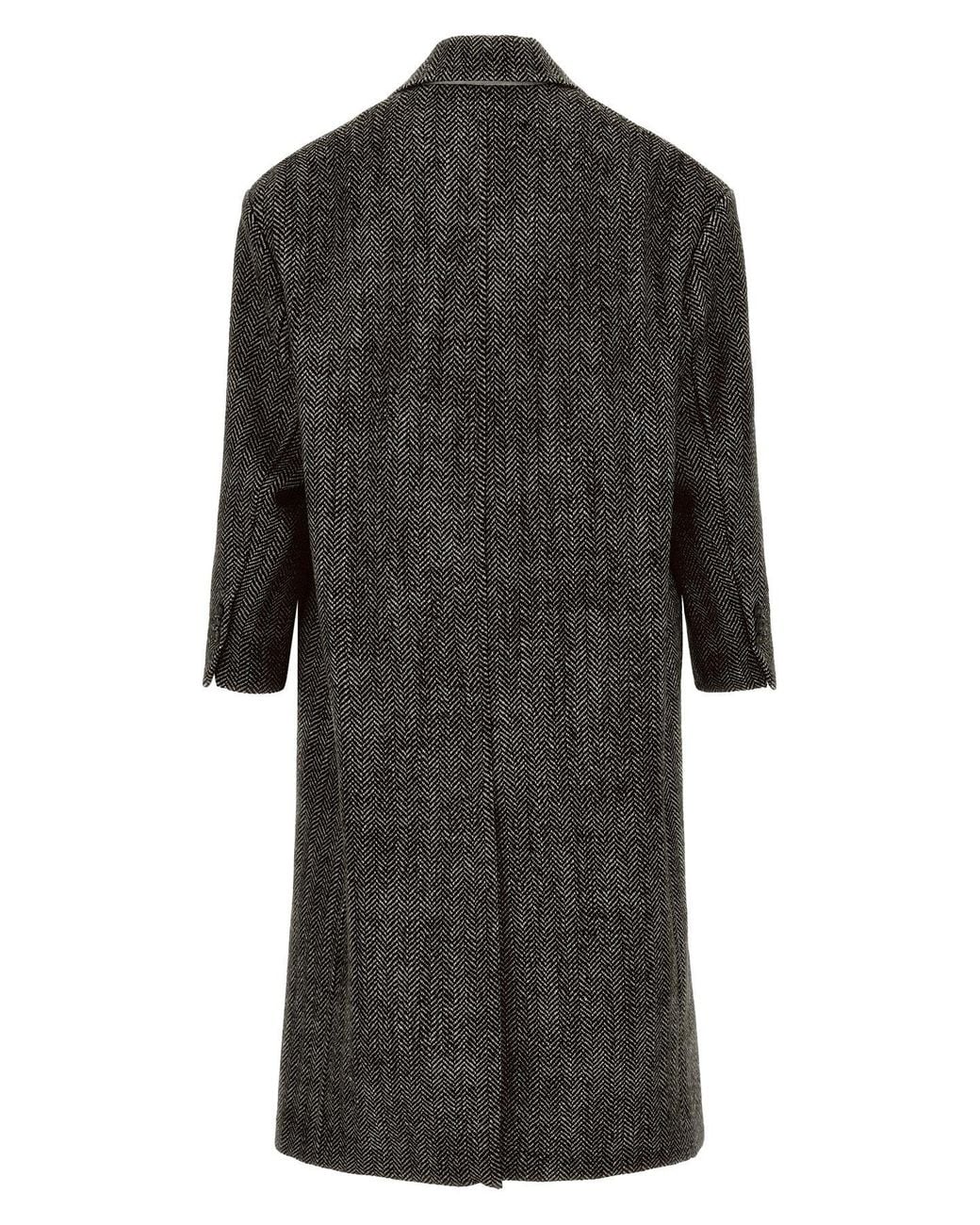 AMI Black Double-Breasted Coat for men