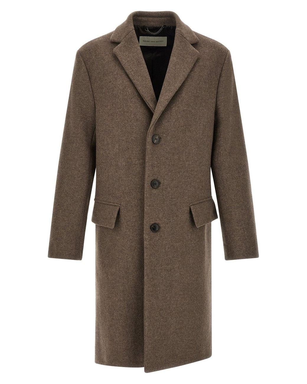 Dries Van Noten Brown Rustic Wool Coat for men
