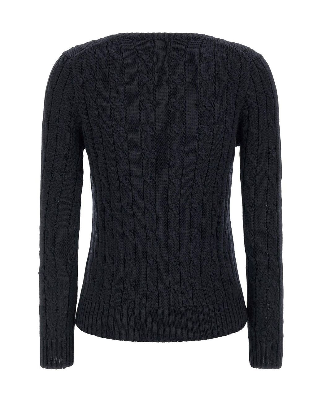 Polo Ralph Lauren Blue V-Neck Sweater With Cable Knit