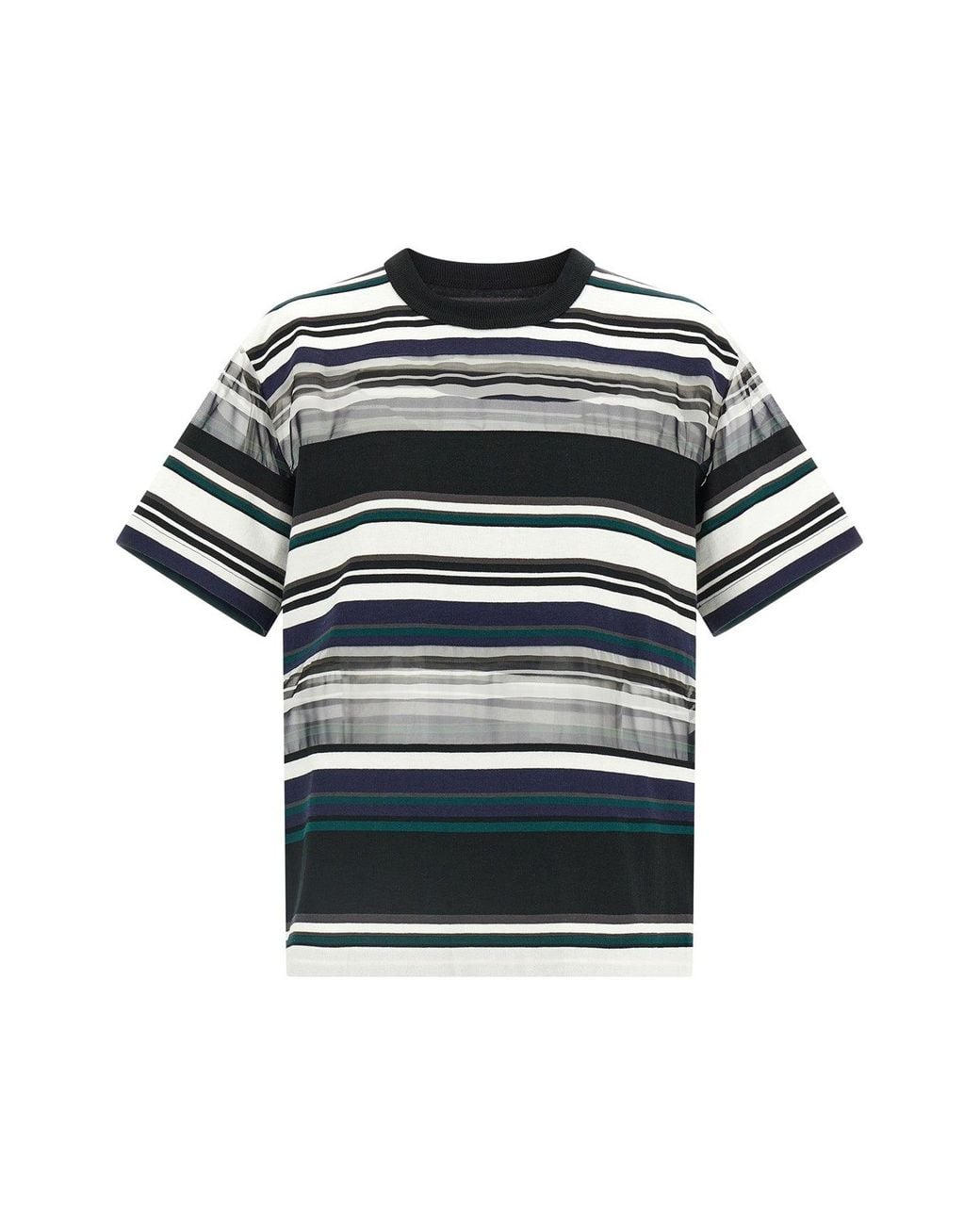 Sacai Black T-Shirt With Organza Inserts