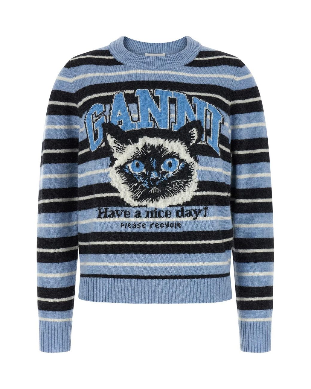 Ganni Blue 'graphic Wool' Sweater