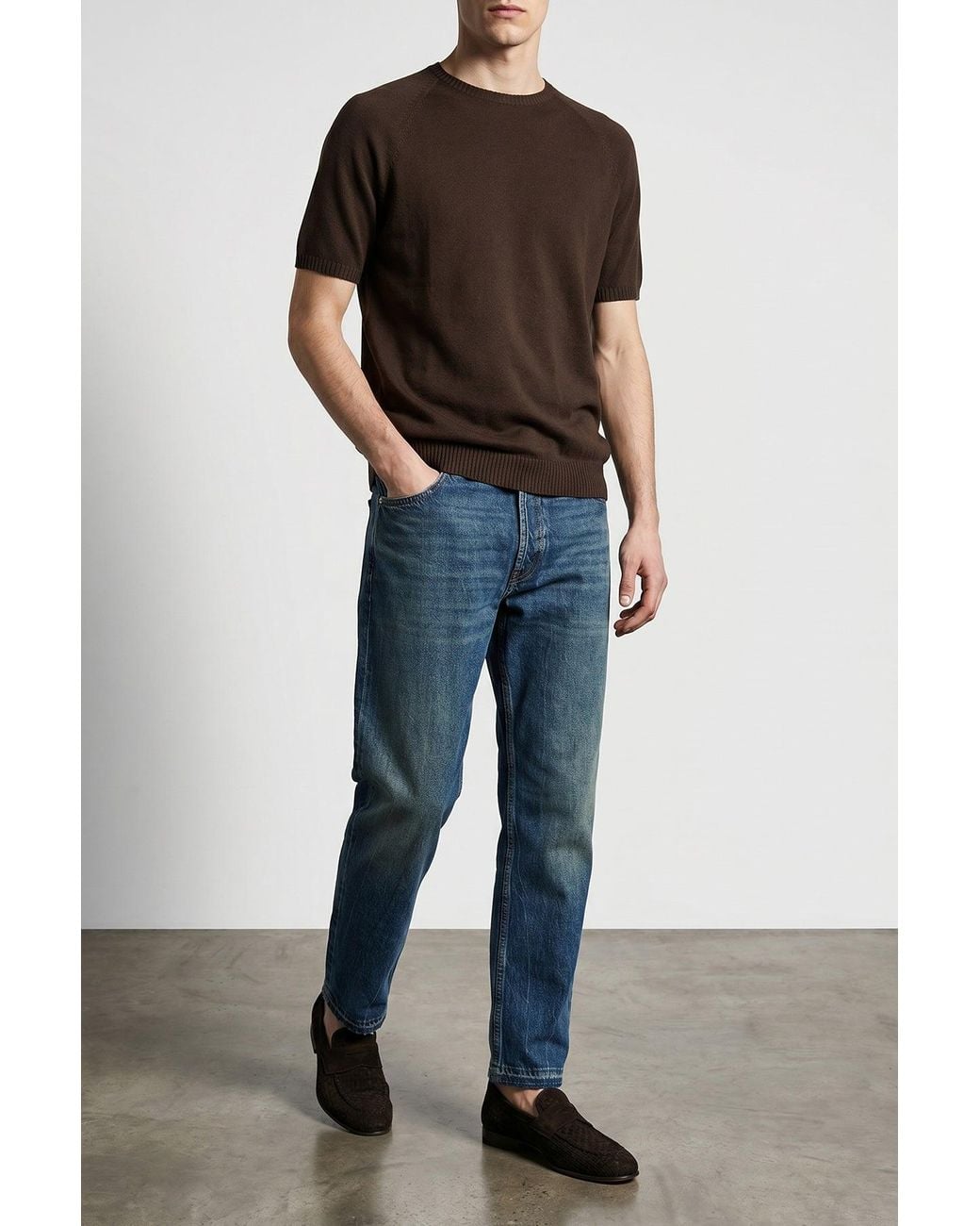 Department 5 Blue Jeans With Frayed Hem for men