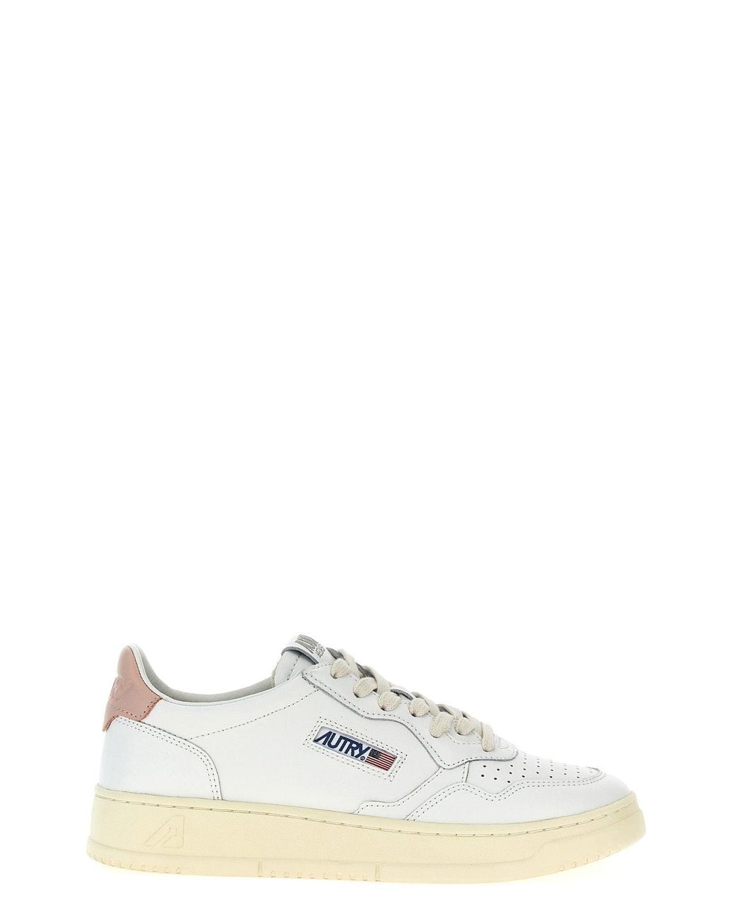 Autry White Low-Top Sneaker With Contrast Heel Tab
