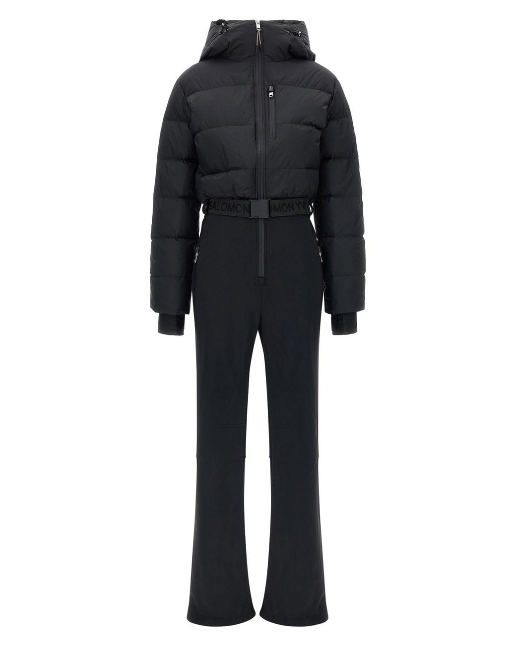 Yves Salomon Black Ski Suit Hood Lined