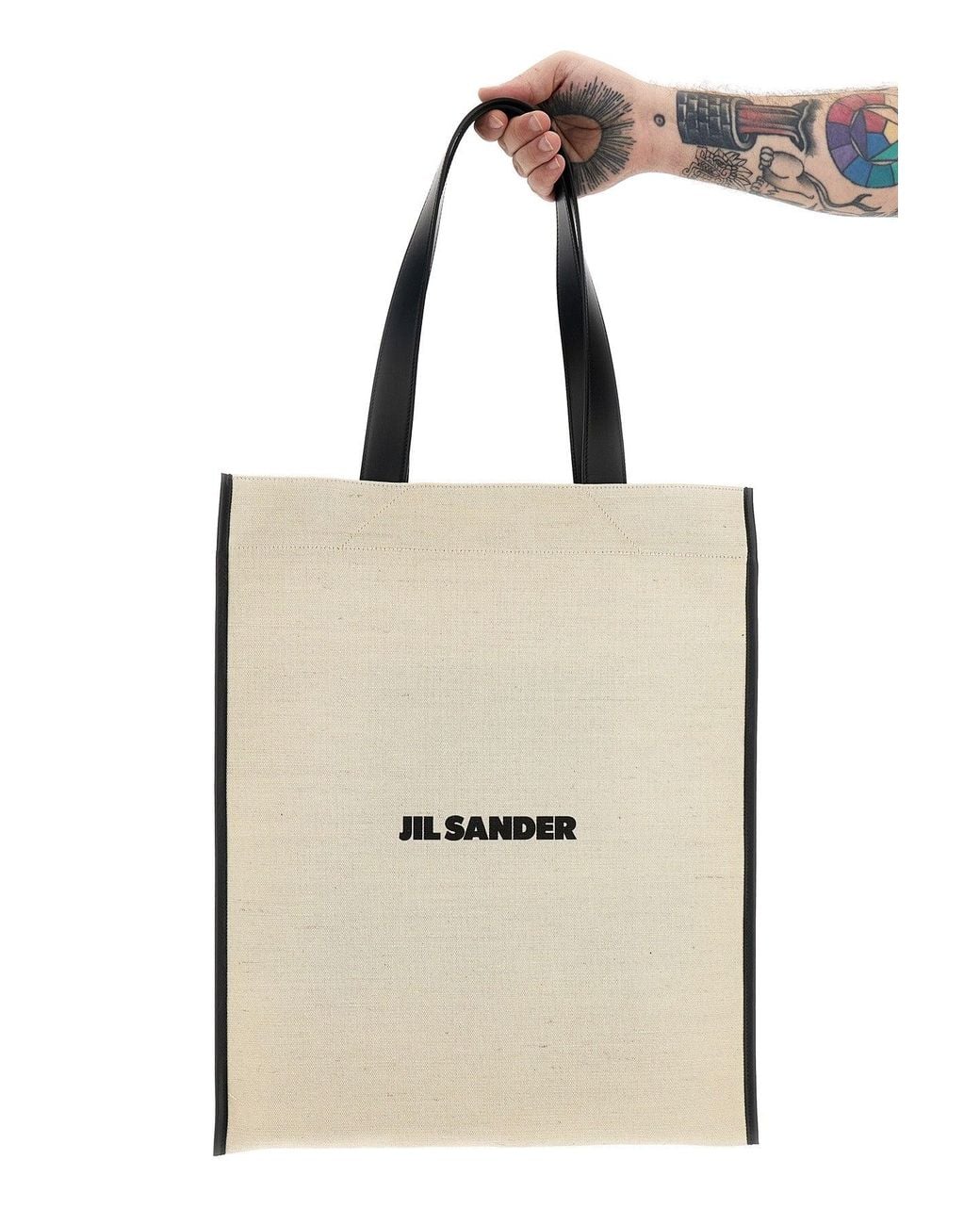 Jil Sander Natural Tote Bag 'Border Book Md' for men