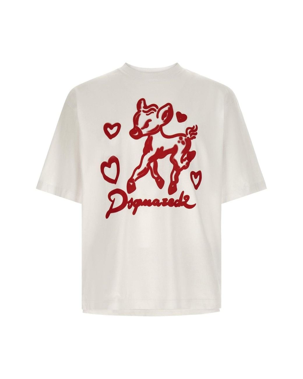 DSquared² White T-Shirt With Front Graphic Print for men