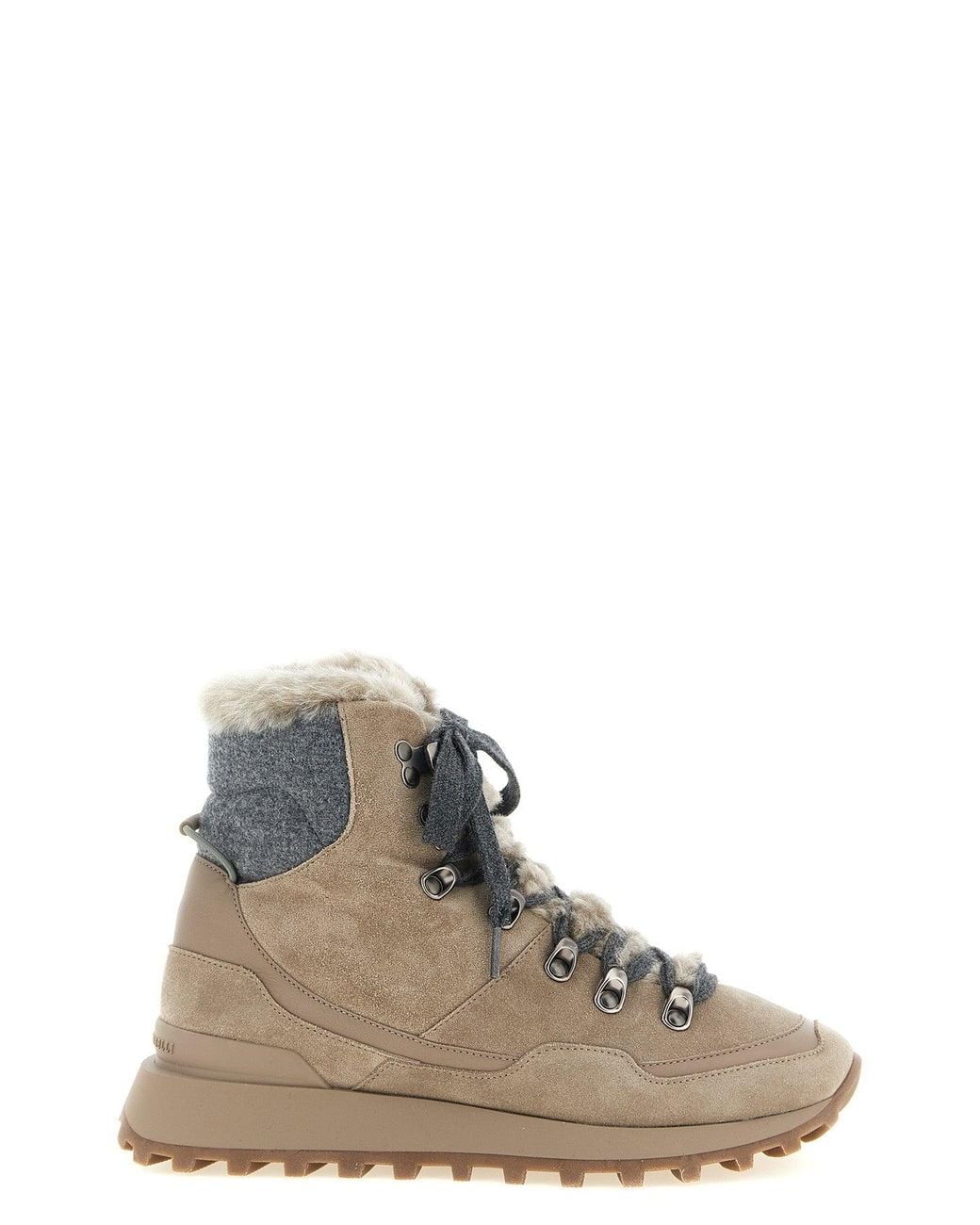 Brunello Cucinelli Brown Lace-Up Hiking Ankle Boots