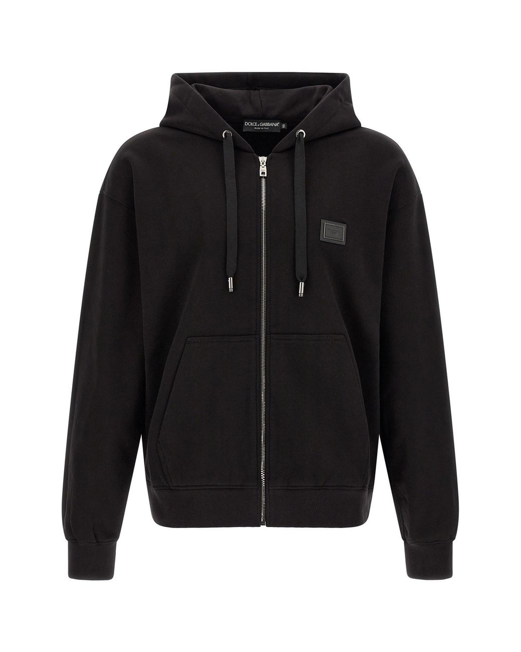 Dolce & Gabbana Black Logo Plaque Hoodie for men