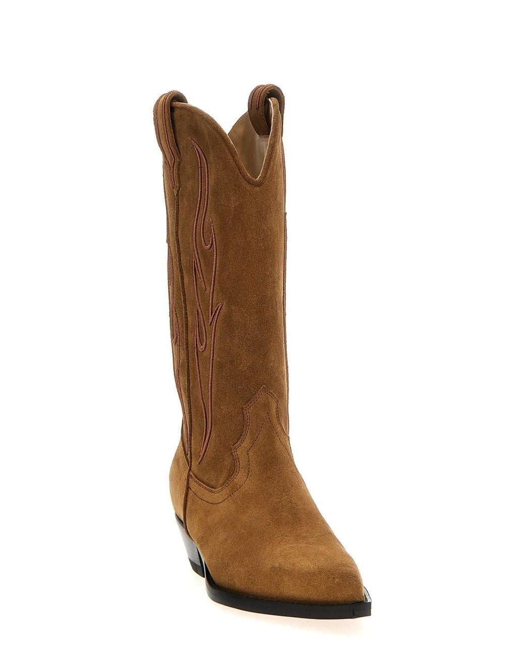 Sonora Boots Brown Flame-Embroidered Western Boot
