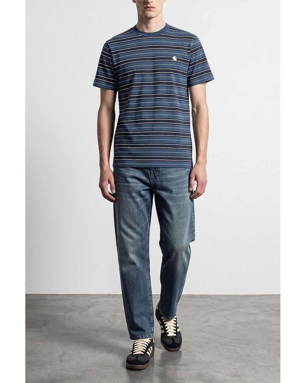 Carhartt Blue T-Shirt With Striped Pattern for men