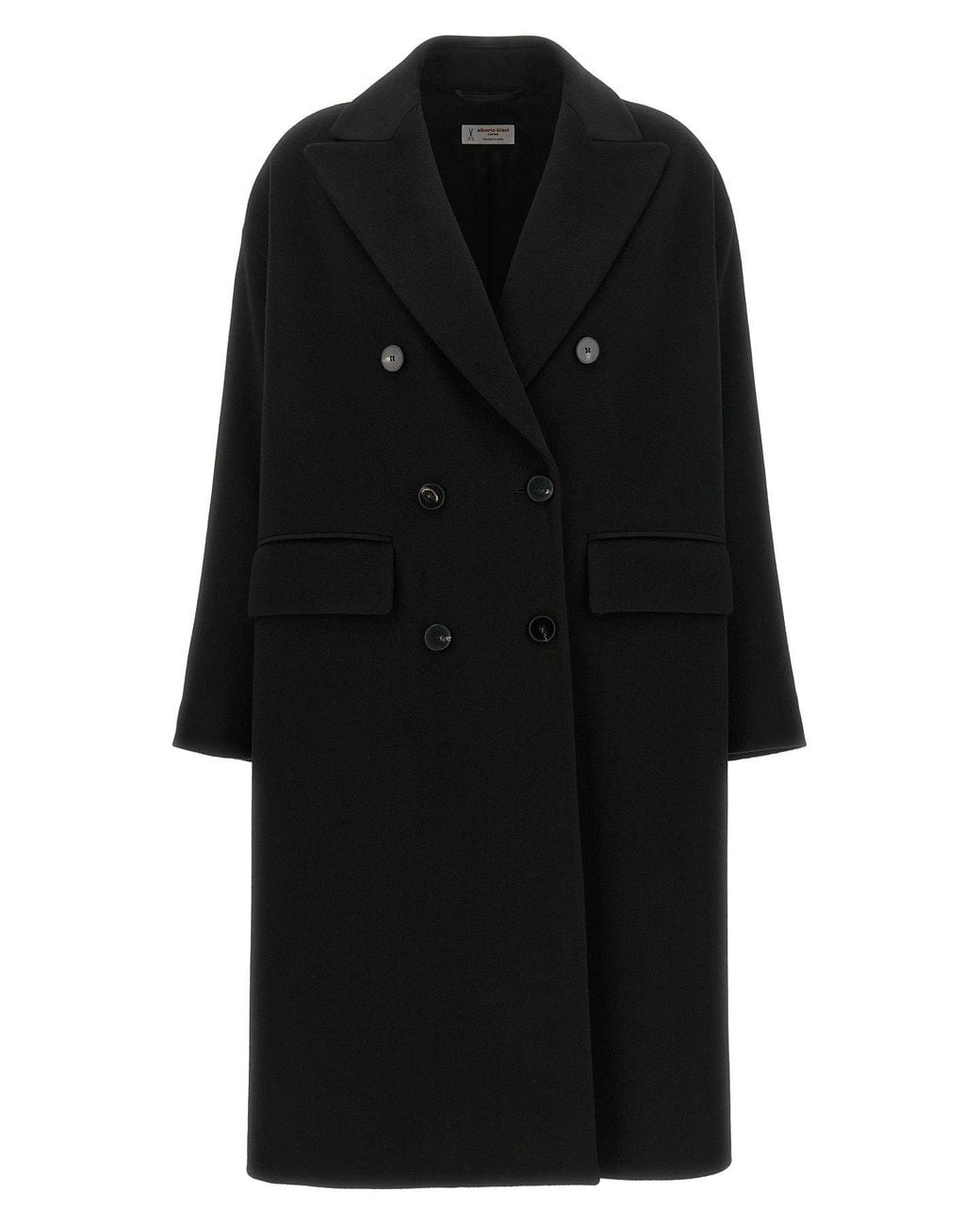 Alberto Biani Black Oversized Double-Breasted Coat