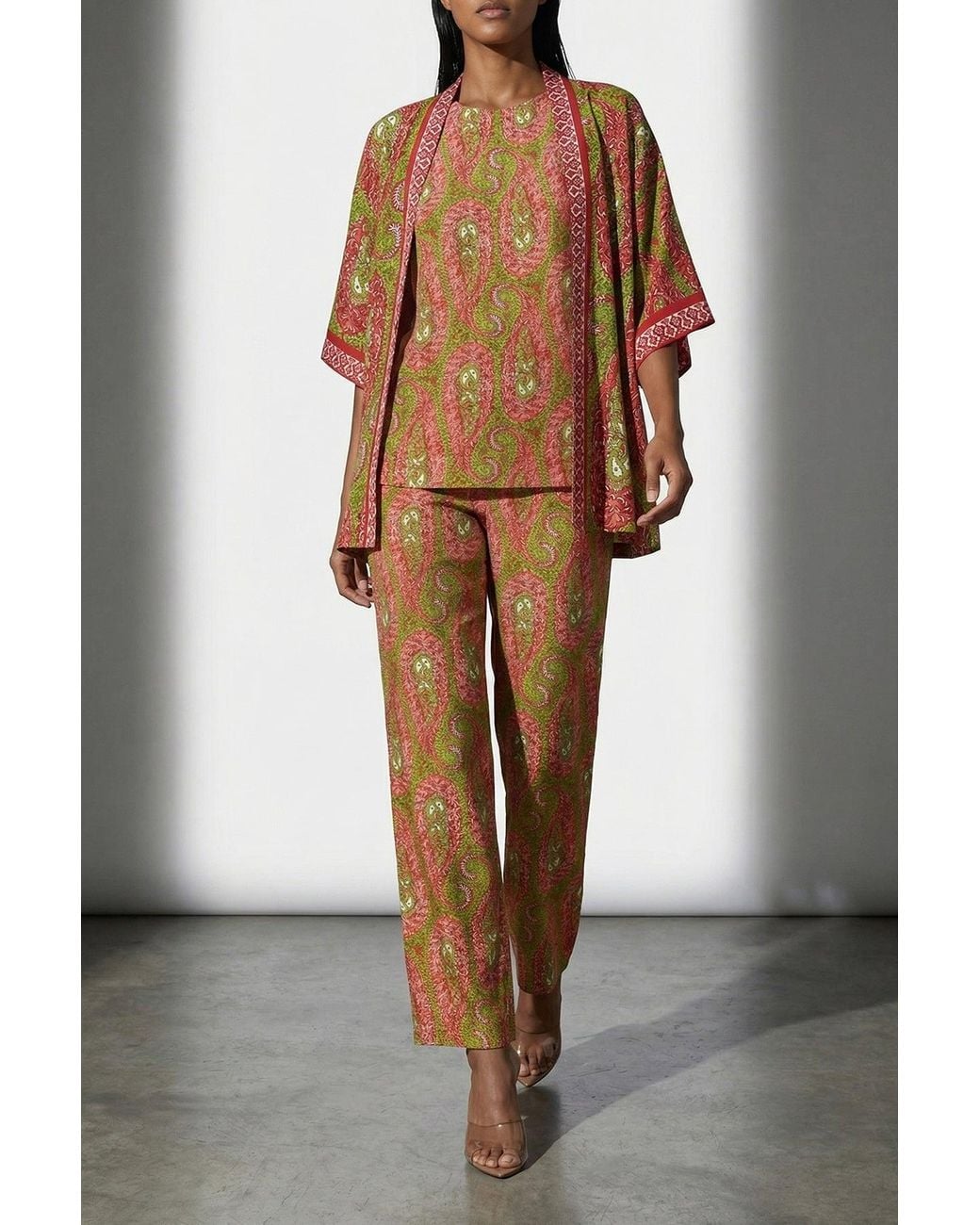 Etro Red Silk Kesa Cardigan Paisley Print