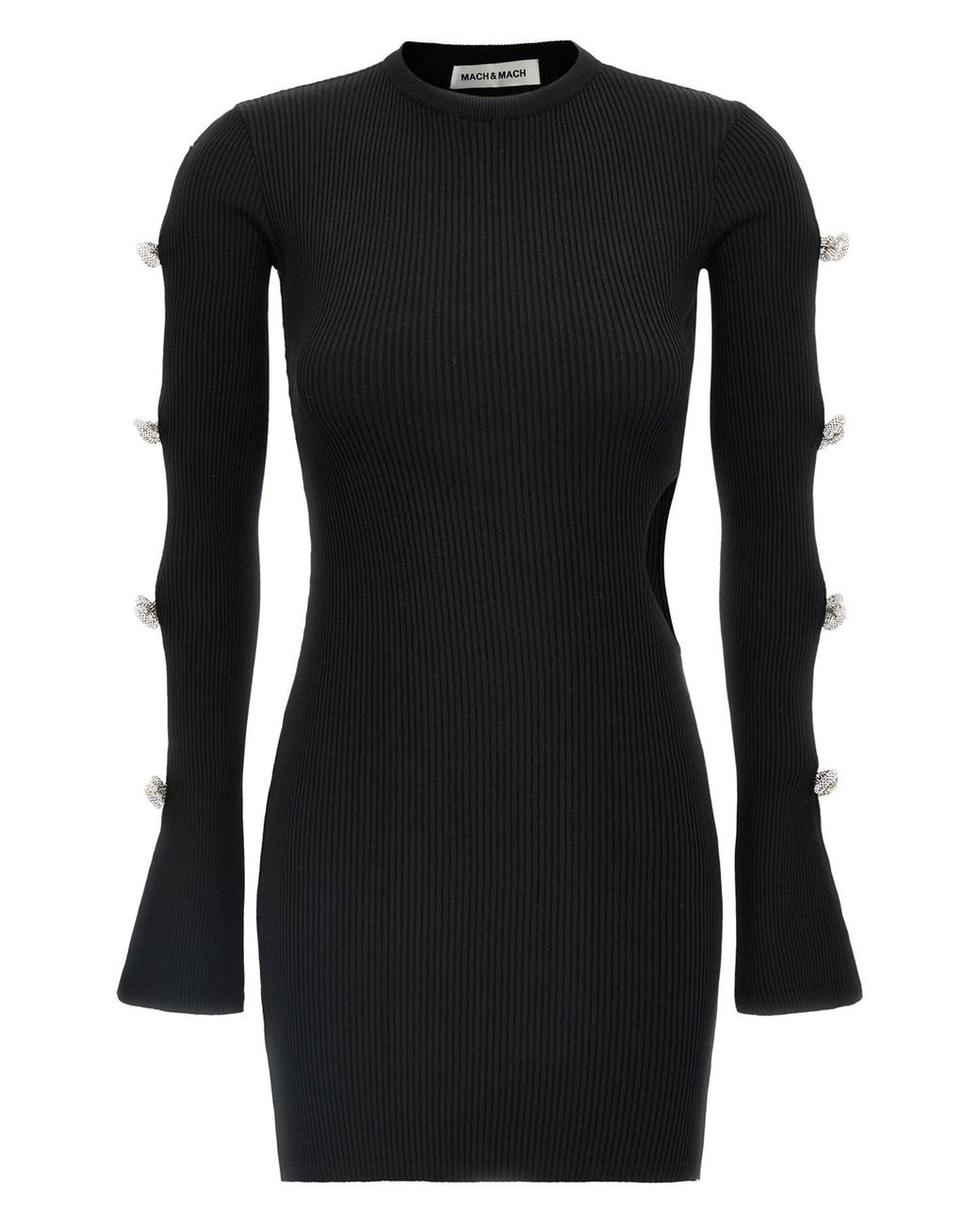 Mach & Mach Black 'cut-out Crystal Bow' Dress
