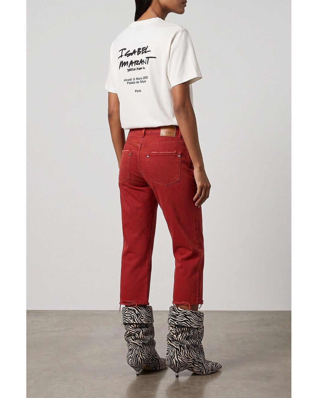 Isabel Marant Red Daya Cropped Jeans