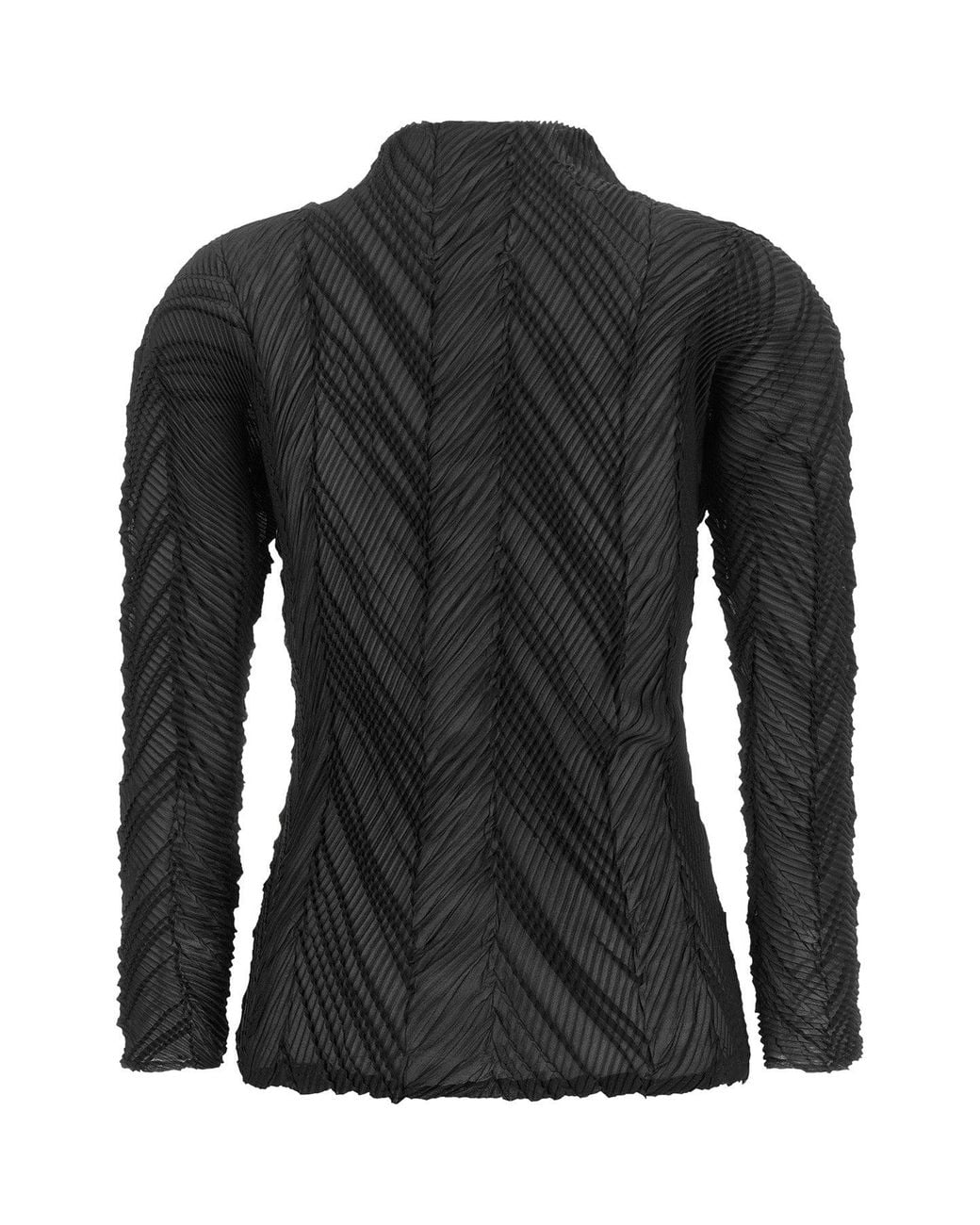 Issey Miyake Black Zigzag Pleats Knit Top