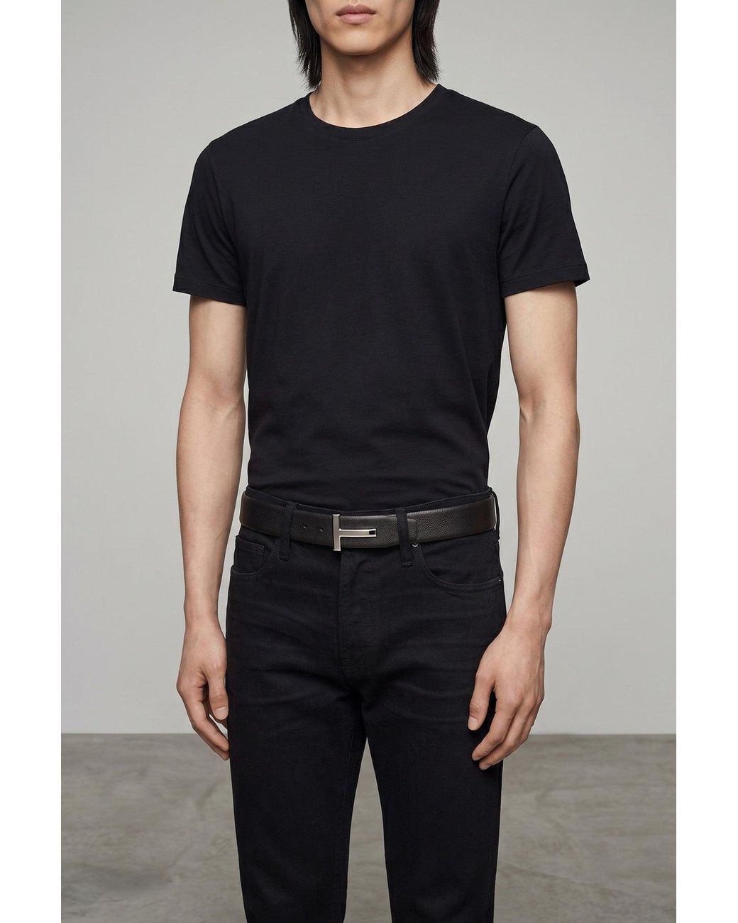 Tom Ford Black Reversible Belt With T-Buckle for men