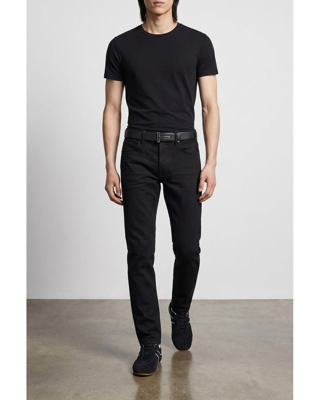 Tom Ford Black Reversible Belt With T Icon Buckle for men
