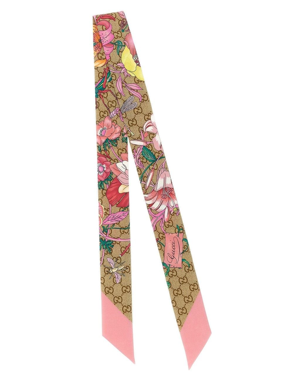 Gucci Multicolor Gg And Flora' Silk Bandeau