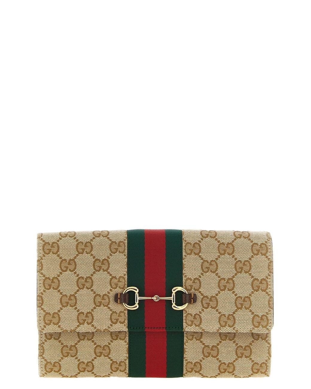 Gucci Gray Wallet On Chain 'New Horsebit'