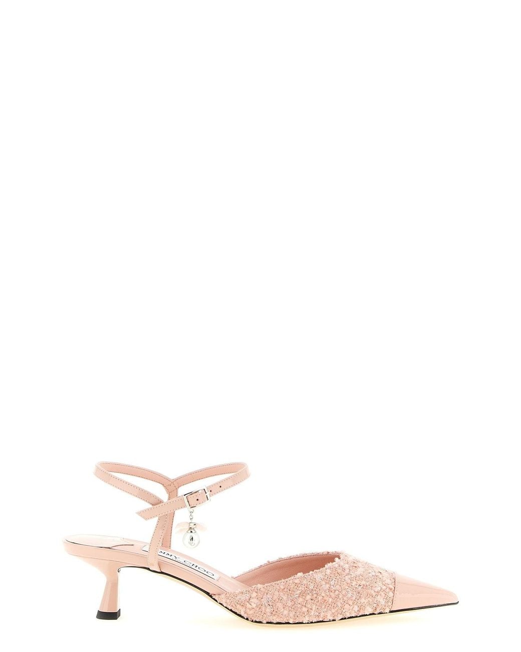 Jimmy Choo Pink Tweed And Patent Leather Slingback Pumps