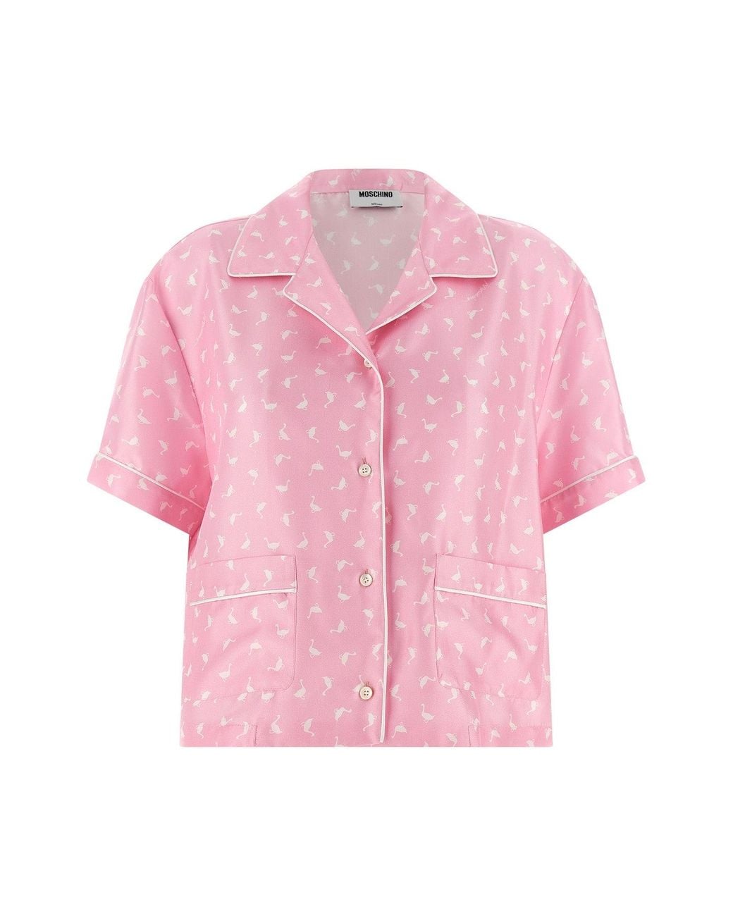 Moschino Pink Silk Shirt With Contrast Piping