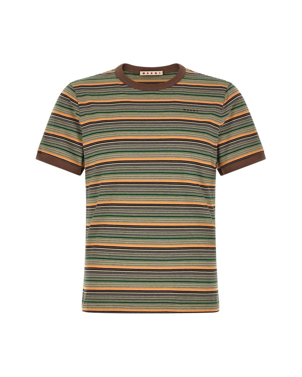 Marni Green Fine Striped T-Shirt for men