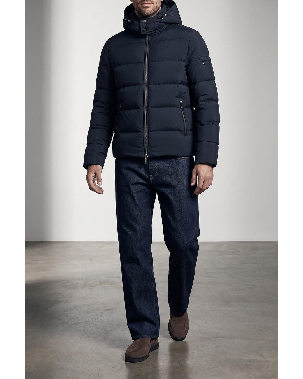 Moorer Blue Brett Bomber Jacket With Metal Hardware for men