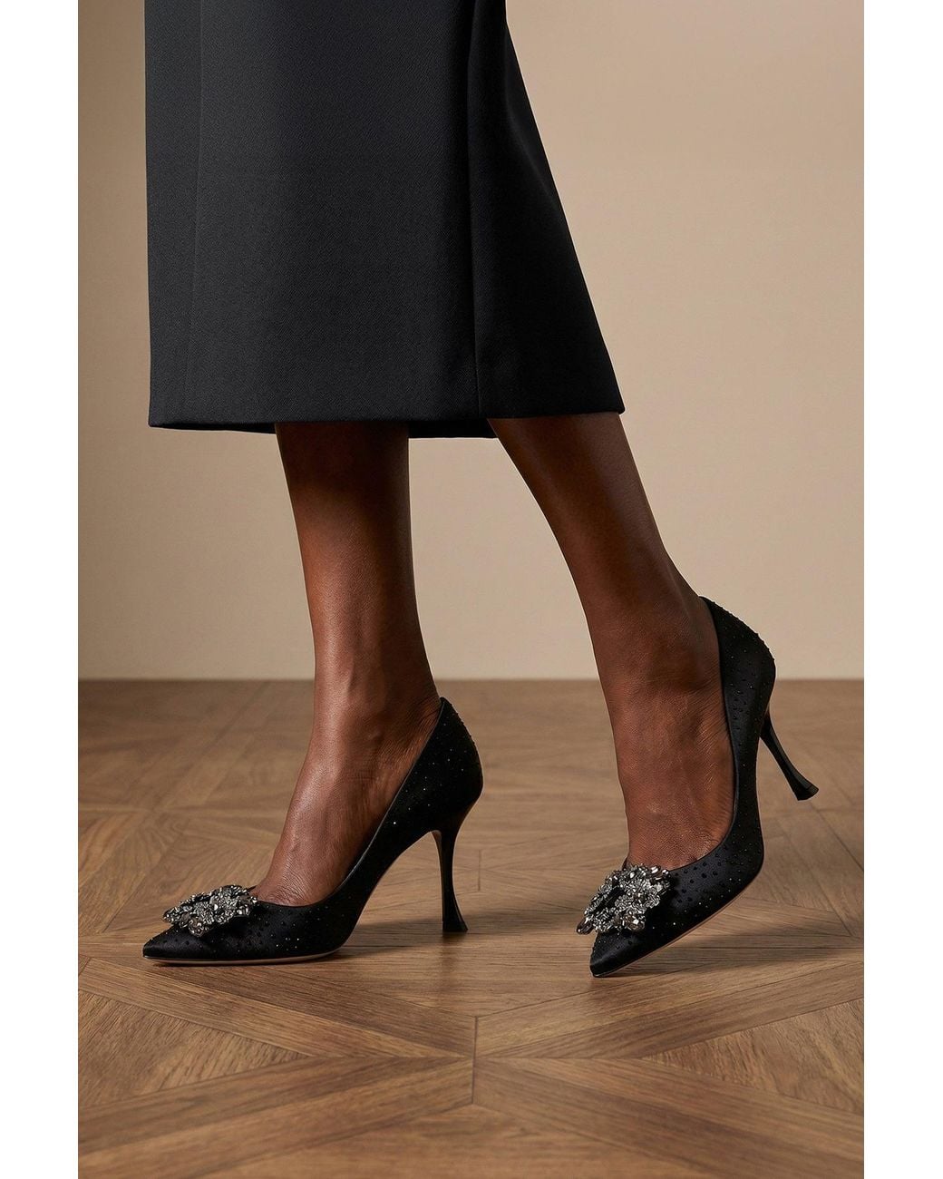 Roger Vivier Black 'Rv Bouquet Strass Hotfix 85' Pumps