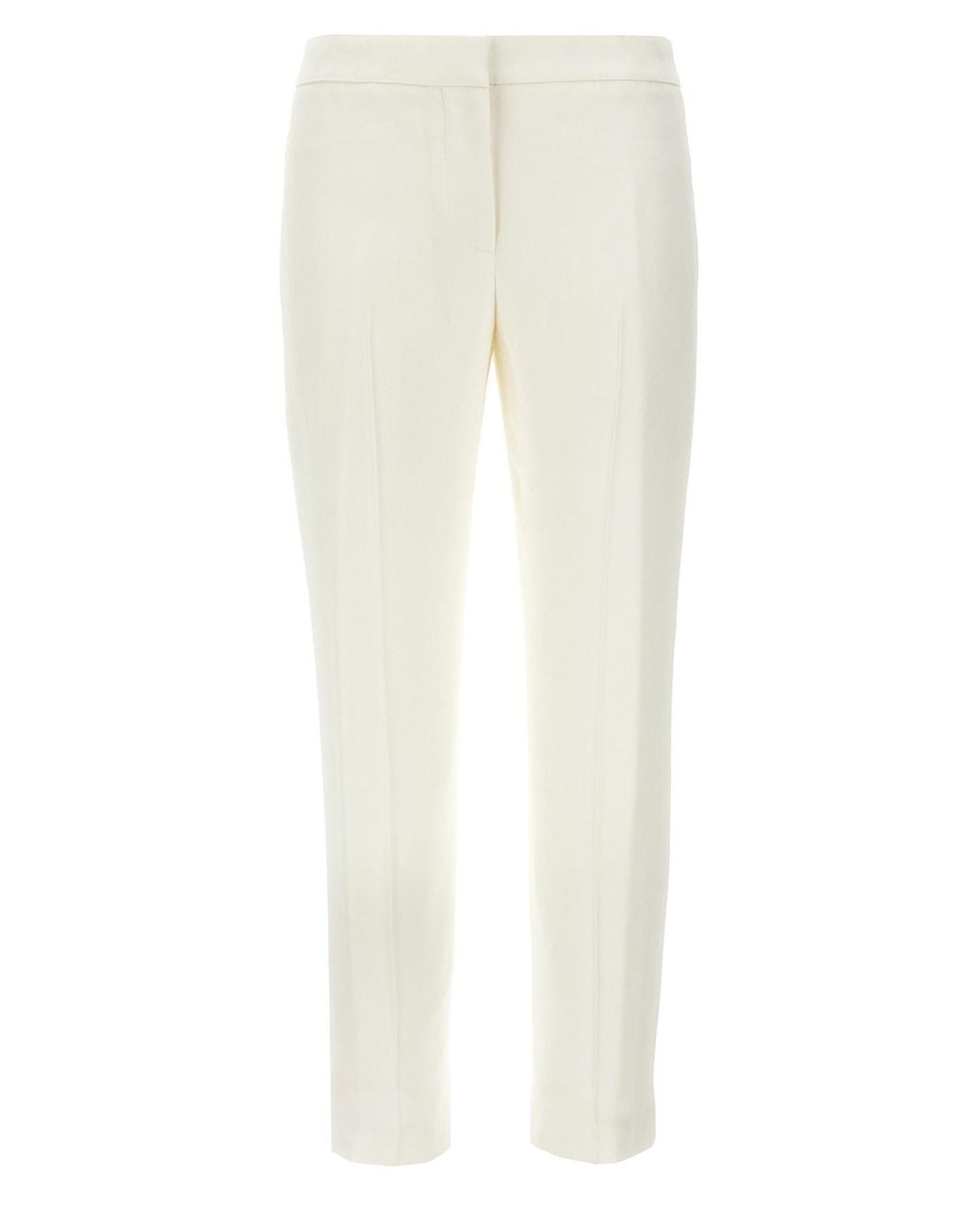 McQueen White Straight-Fit Crepe Pants With Ironed Front Crease