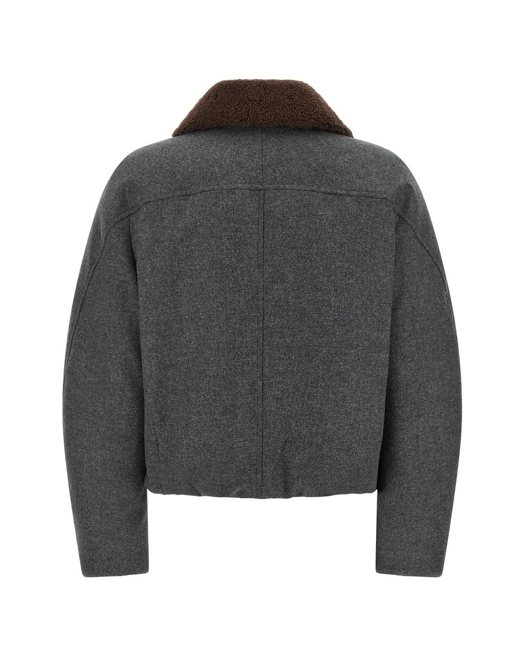 Brunello Cucinelli Black Shearling Collar Cropped Jacket