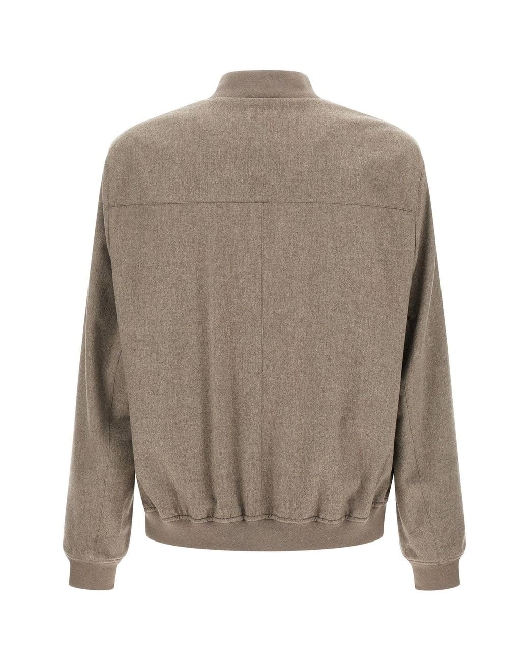 Brunello Cucinelli Gray Light Flannel Bomber Jacket for men