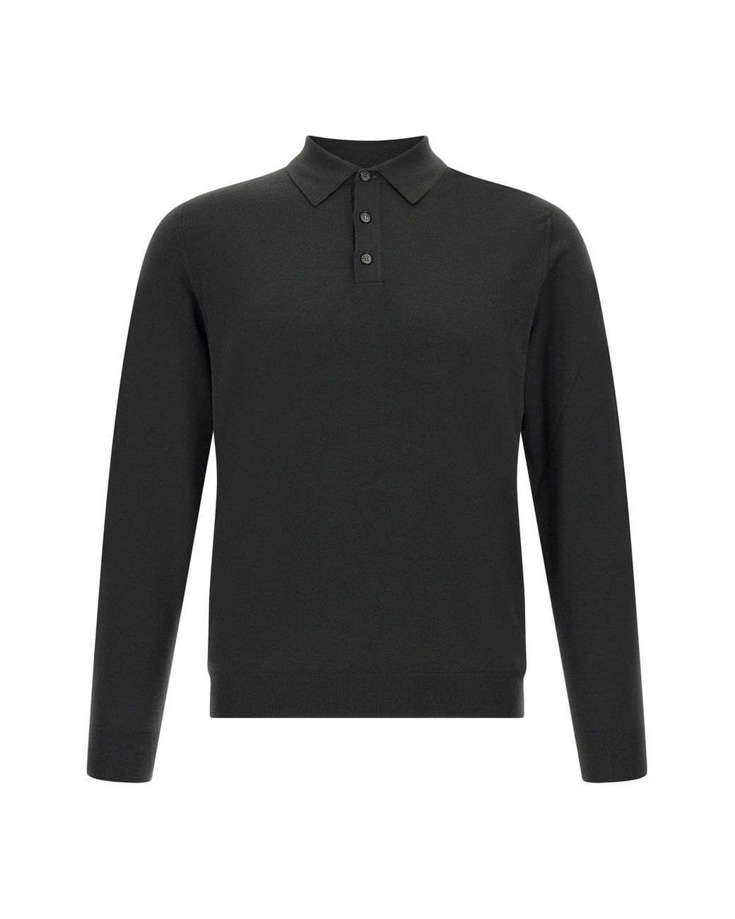 Zanone Black Flexwool Wool Polo Shirt for men
