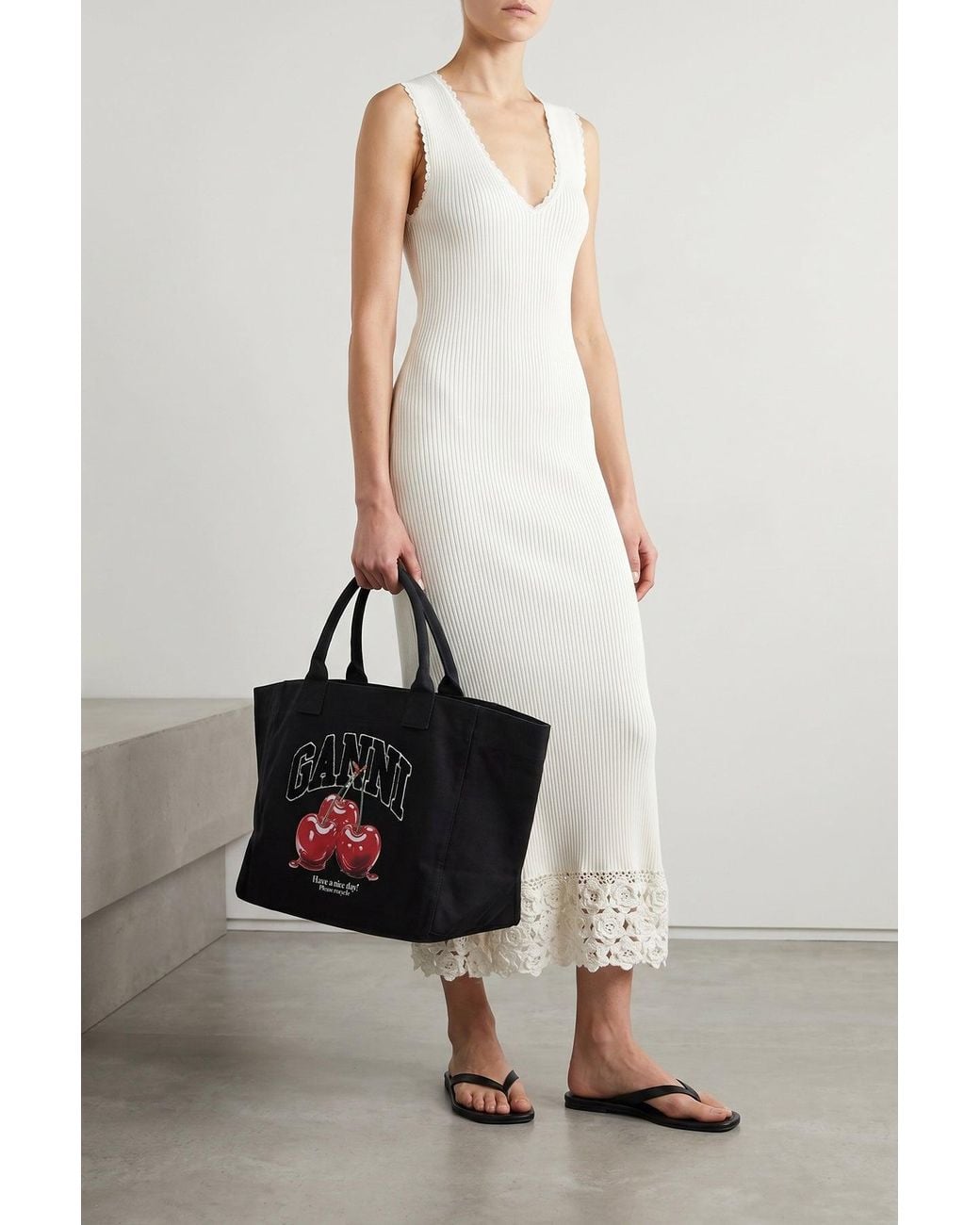 Ganni White 'Cotton Crochet' Dress