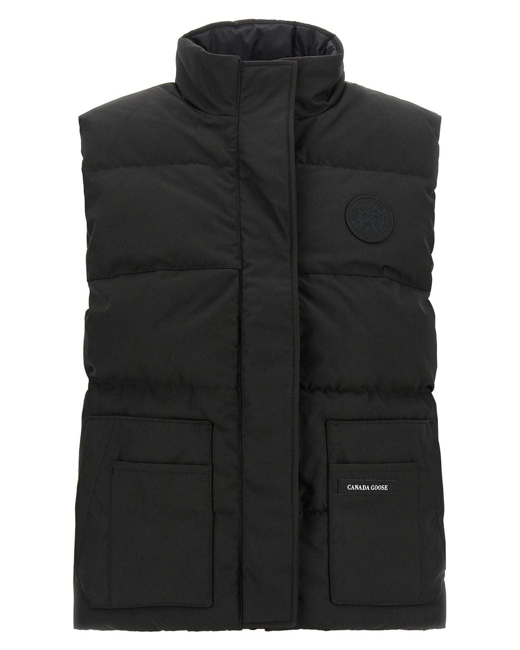 Canada Goose Black Vest With Tonal Logo Patch